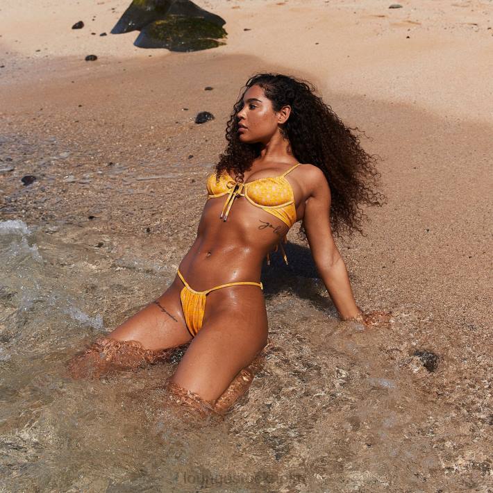 Lounge kvinnor gul badkläder FP6J968 blommig bikinitopp