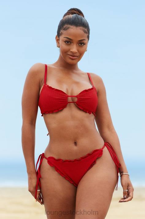 Lounge kvinnor röd badkläder FP6J997 hawaii texturerade bikinitrosor