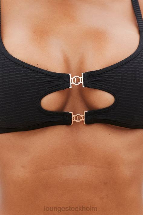 Lounge kvinnor svart badkläder FP6J990 bikinitopp med texturerad cali