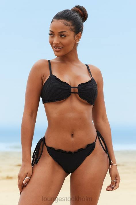 Lounge kvinnor svart badkläder FP6J999 hawaii texturerade bikinitrosor
