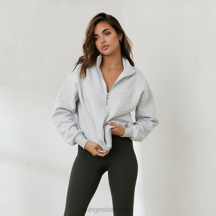 Lounge kvinnor frostmelerad kläder FP6J887 väsentlig överdimensionerad tröja med kvarts blixtlås