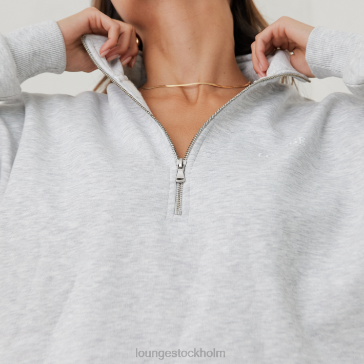 Lounge kvinnor frostmelerad kläder FP6J887 väsentlig överdimensionerad tröja med kvarts blixtlås