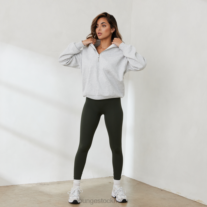 Lounge kvinnor frostmelerad kläder FP6J887 väsentlig överdimensionerad tröja med kvarts blixtlås