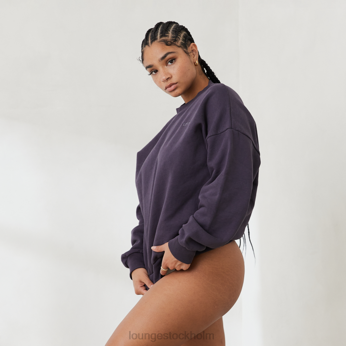 Lounge kvinnor rökt blå kläder FP6J885 oumbärlig tröja med rund hals