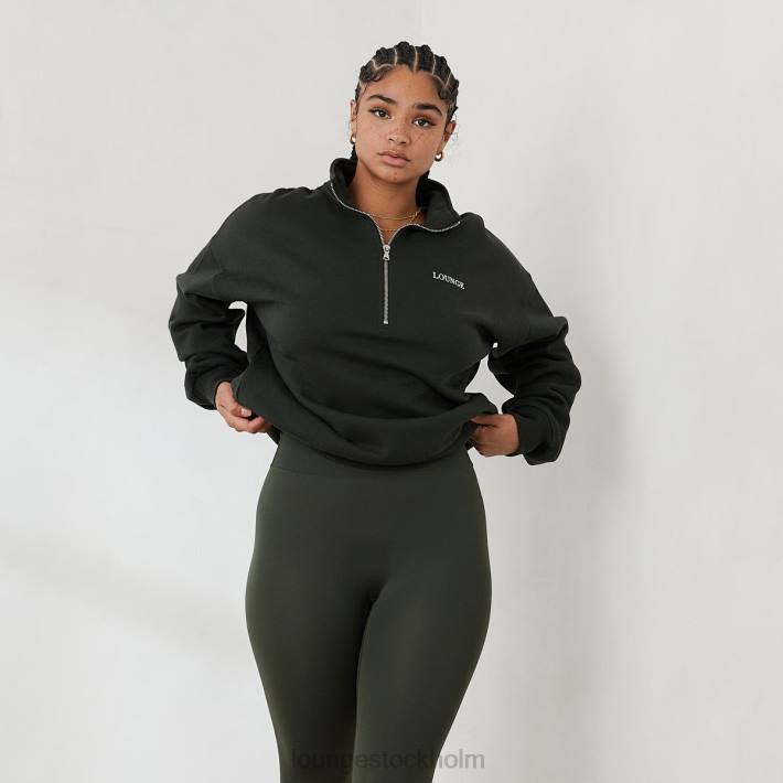 Lounge kvinnor tallgrönt kläder FP6J883 väsentlig överdimensionerad tröja med kvarts blixtlås