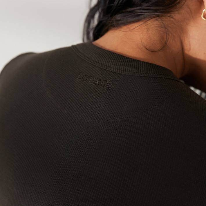 Lounge kvinnor tvättad svart kläder FP6J801 ribbad t-shirt body x jess hunt