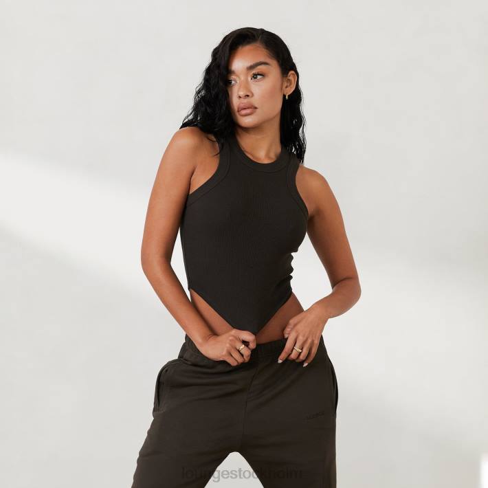 Lounge kvinnor tvättad svart kläder FP6J803 ribbad racerback top x jess hunt