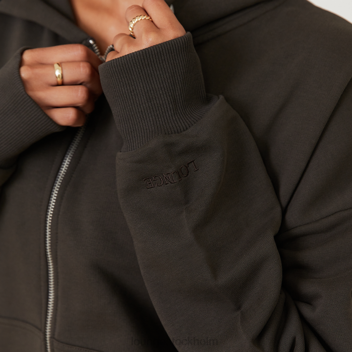 Lounge kvinnor tvättad svart kläder FP6J805 oversized hoodie med dragkedja x jess hunt