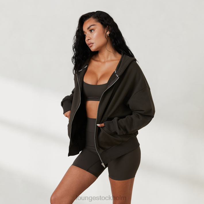 Lounge kvinnor tvättad svart kläder FP6J805 oversized hoodie med dragkedja x jess hunt