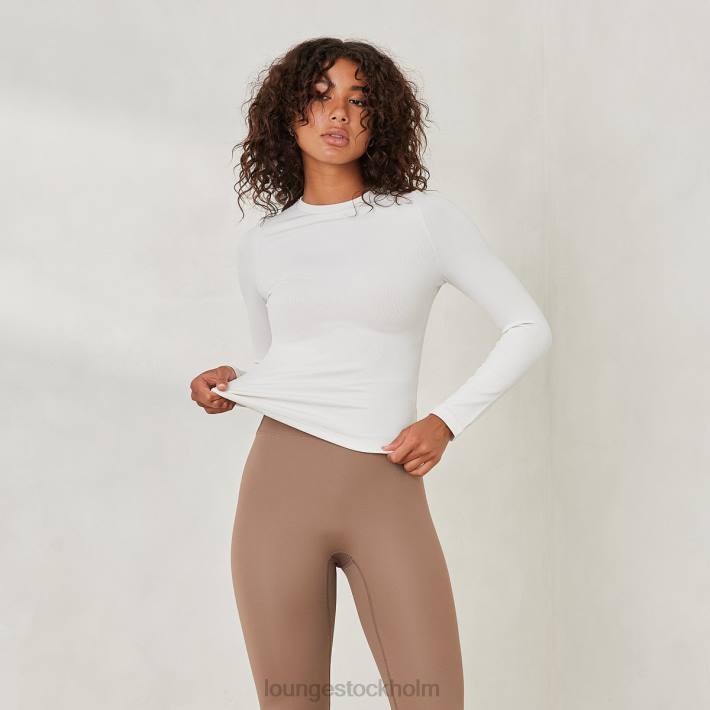 Lounge kvinnor benvit kläder FP6J840 väsentlig ribbad långärmad topp