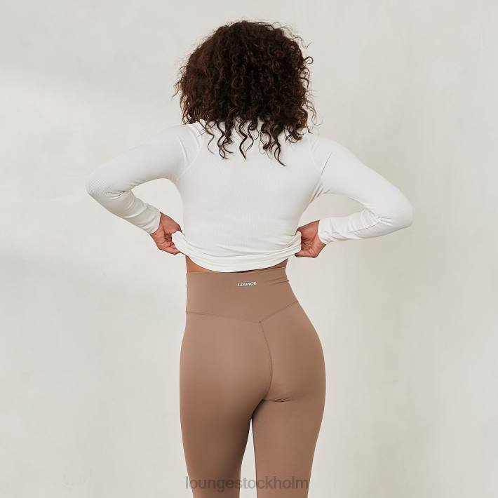 Lounge kvinnor benvit kläder FP6J840 väsentlig ribbad långärmad topp