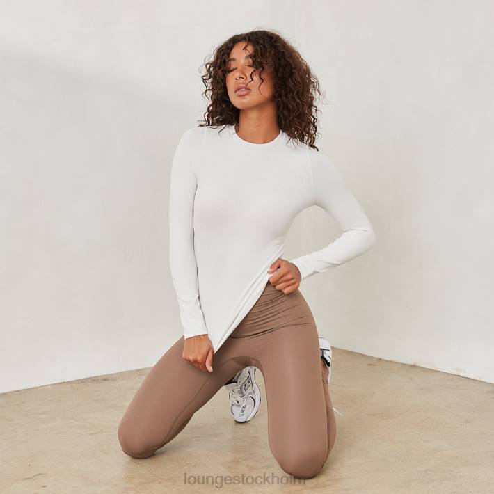 Lounge kvinnor benvit kläder FP6J840 väsentlig ribbad långärmad topp