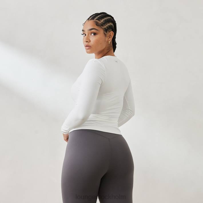 Lounge kvinnor benvit kläder FP6J850 väsentlig långärmad topp med dragkedja