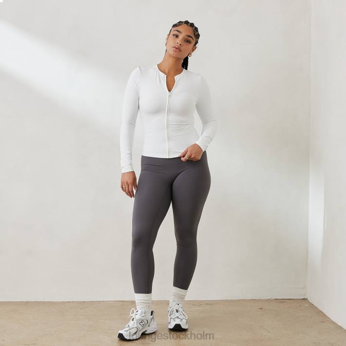 Lounge kvinnor benvit kläder FP6J850 väsentlig långärmad topp med dragkedja