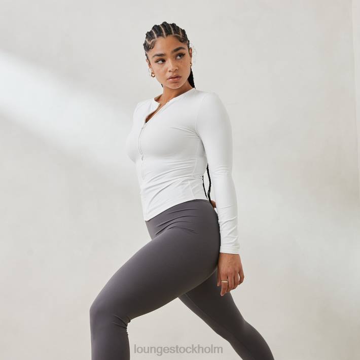 Lounge kvinnor benvit kläder FP6J850 väsentlig långärmad topp med dragkedja