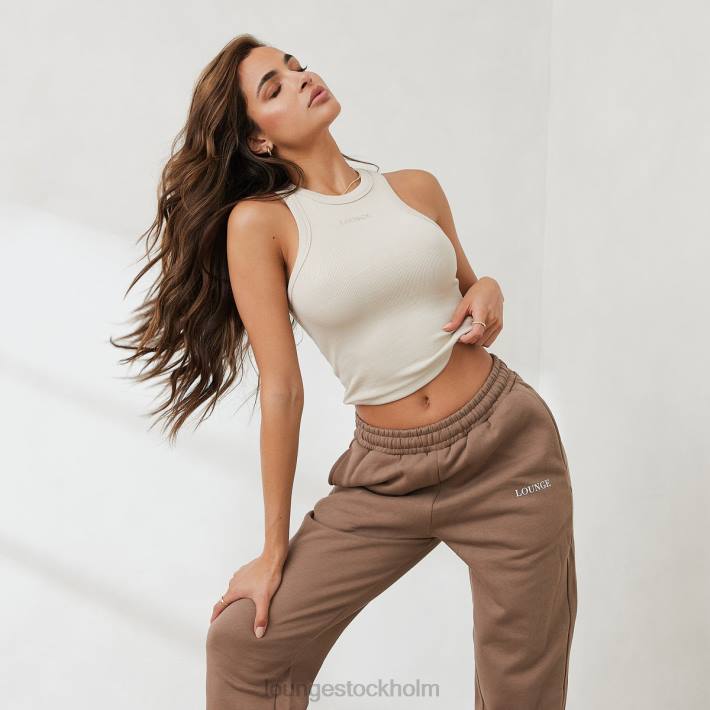 Lounge kvinnor grädde kläder FP6J837 väsentlig ribbad racerback-topp