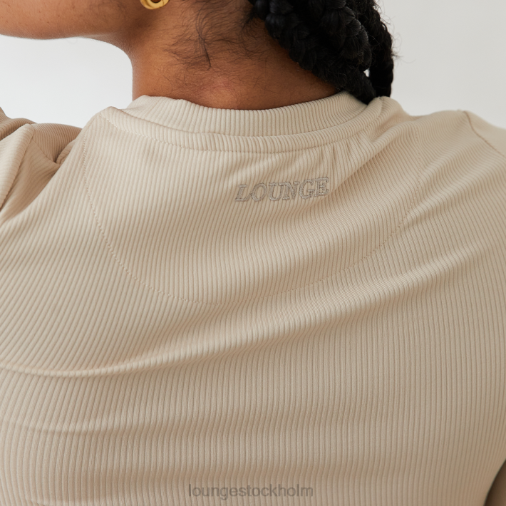 Lounge kvinnor grädde kläder FP6J842 väsentlig ribbad långärmad topp