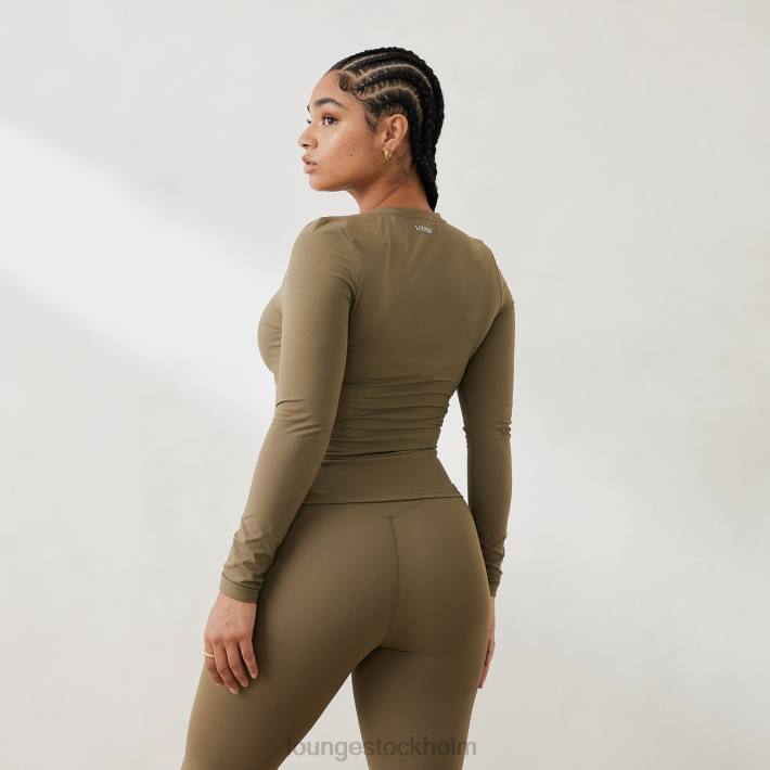 Lounge kvinnor oliv kläder FP6J851 väsentlig långärmad topp med dragkedja