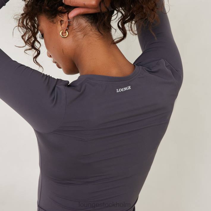 Lounge kvinnor rökt blå kläder FP6J861 väsentlig långärmad topp med dragkedja