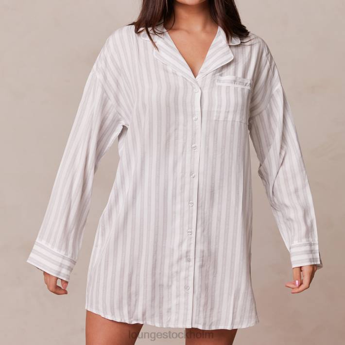Lounge kvinnor glasera kläder FP6J945 pinstripe oversized pyjamasskjorta & kalsonger set