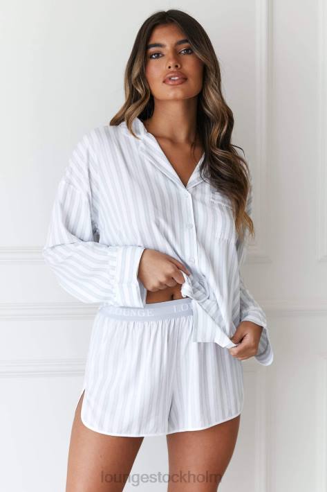 Lounge kvinnor glasera kläder FP6J966 pinstripe pyjamas skjorta & shorts set