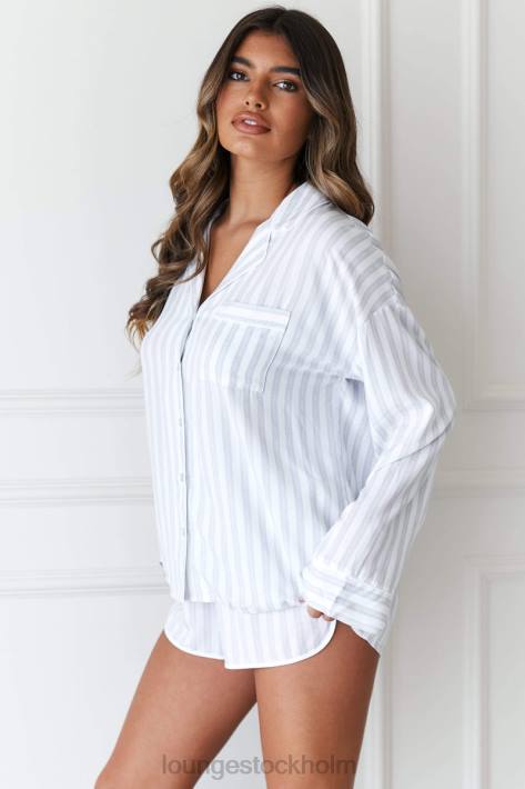 Lounge kvinnor glasera kläder FP6J966 pinstripe pyjamas skjorta & shorts set