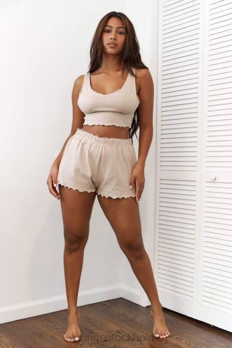 Lounge kvinnor mink kläder FP6J925 pyjamasshorts med volang