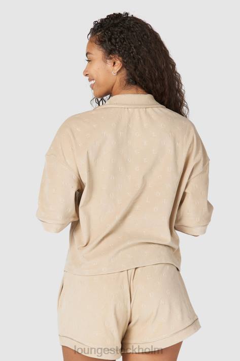 Lounge kvinnor mink kläder FP6J955 lyxig präglad pyjamasskjorta