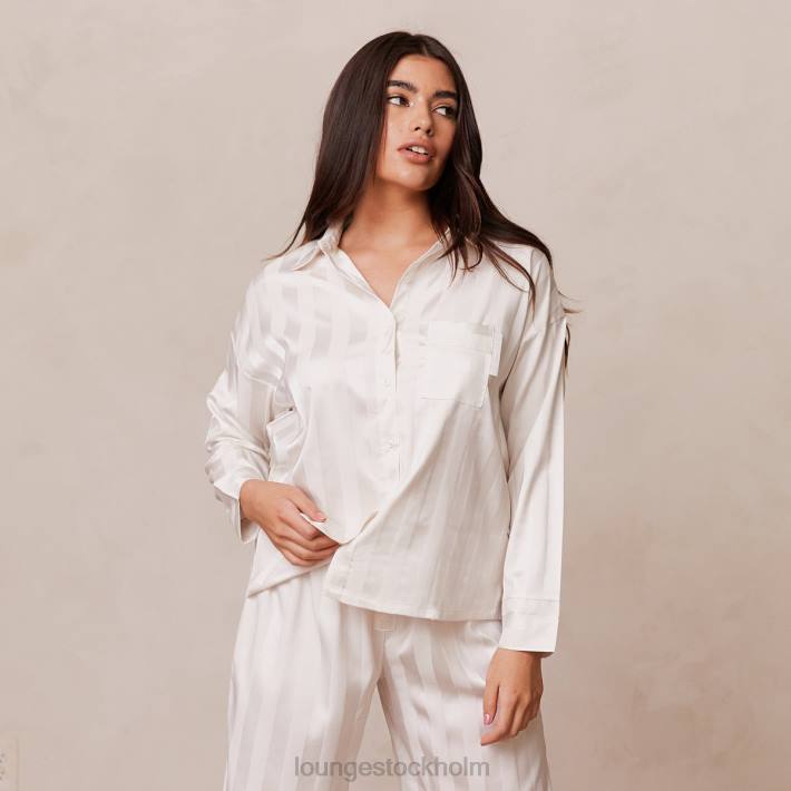 Lounge kvinnor pärla kläder FP6J930 randig satin pyjamasskjorta