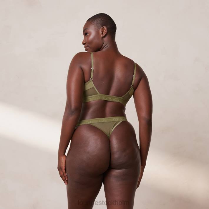 Lounge kvinnor kaki underkläder FP6J186 mesh bh & stringtrosa/trosa set