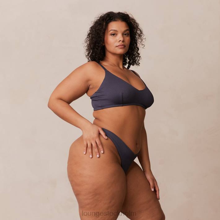 Lounge kvinnor kolblå underkläder FP6J235 ribbad triangel-bh & stringtrosa/trosa