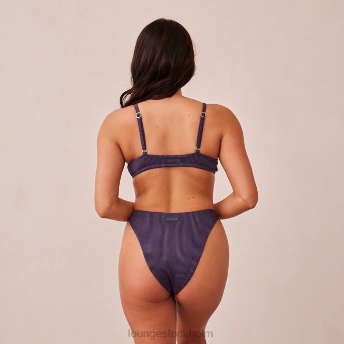 Lounge kvinnor kolblå underkläder FP6J235 ribbad triangel-bh & stringtrosa/trosa