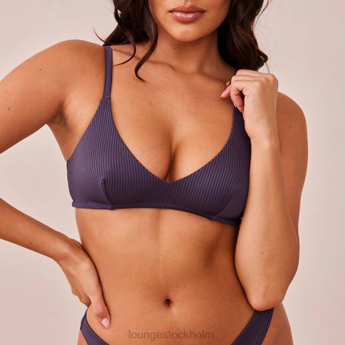 Lounge kvinnor kolblå underkläder FP6J235 ribbad triangel-bh & stringtrosa/trosa