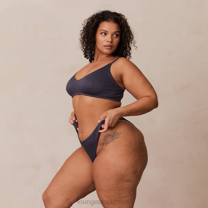 Lounge kvinnor kolblå underkläder FP6J235 ribbad triangel-bh & stringtrosa/trosa