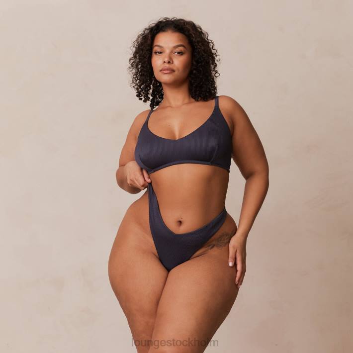 Lounge kvinnor kolblå underkläder FP6J235 ribbad triangel-bh & stringtrosa/trosa