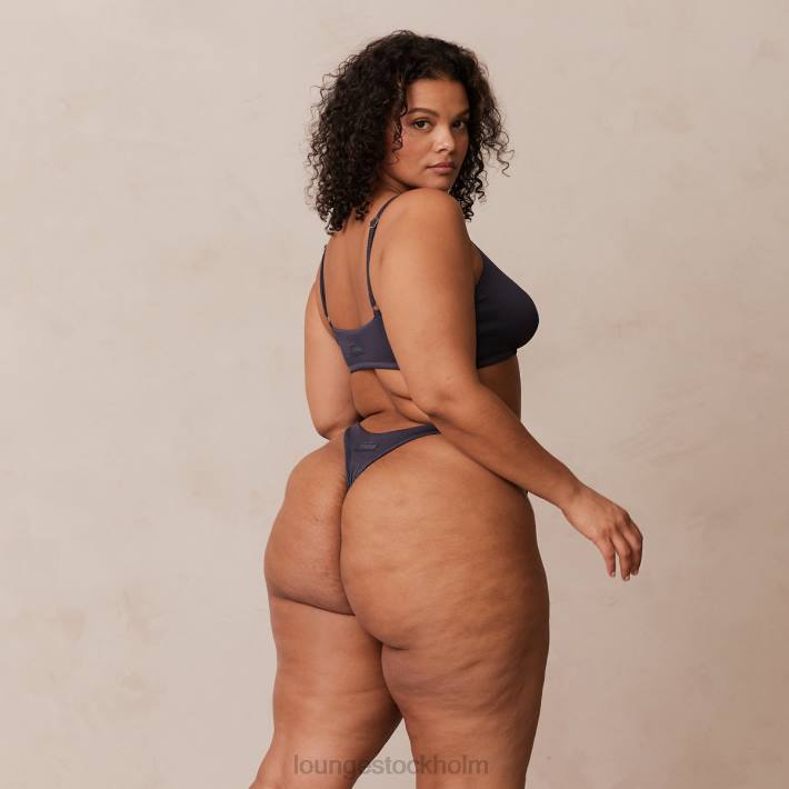 Lounge kvinnor kolblå underkläder FP6J235 ribbad triangel-bh & stringtrosa/trosa