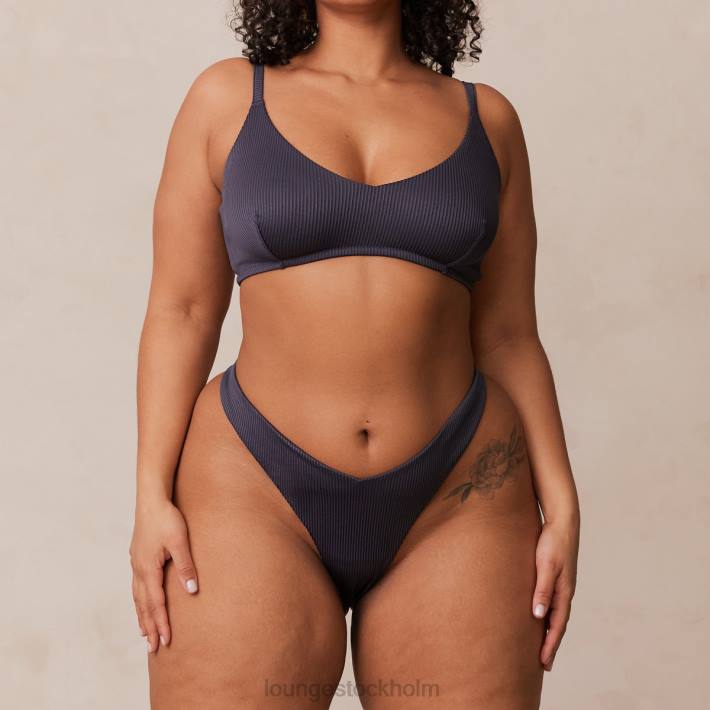 Lounge kvinnor kolblå underkläder FP6J235 ribbad triangel-bh & stringtrosa/trosa