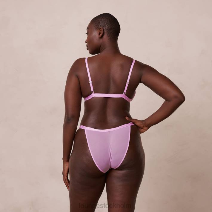 Lounge kvinnor lavendel rosa underkläder FP6J227 ribbad blommig triangel-bh & stringtrosa/trosa