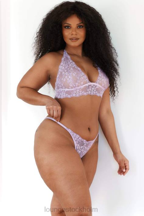 Lounge kvinnor lila underkläder FP6J207 spets triangel BH & stringtrosa/kalsonger set