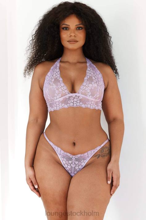 Lounge kvinnor lila underkläder FP6J207 spets triangel BH & stringtrosa/kalsonger set