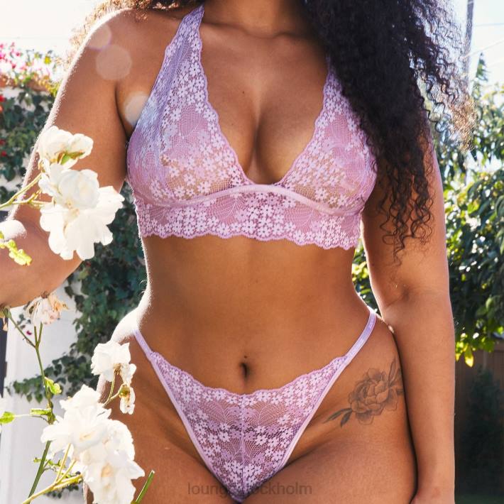 Lounge kvinnor lila underkläder FP6J207 spets triangel BH & stringtrosa/kalsonger set