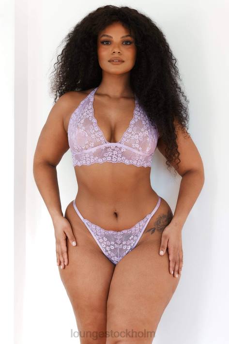 Lounge kvinnor lila underkläder FP6J207 spets triangel BH & stringtrosa/kalsonger set