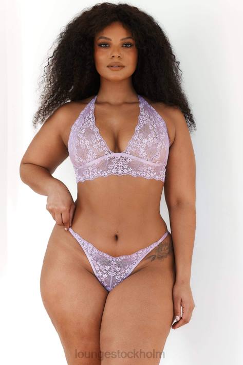 Lounge kvinnor lila underkläder FP6J207 spets triangel BH & stringtrosa/kalsonger set