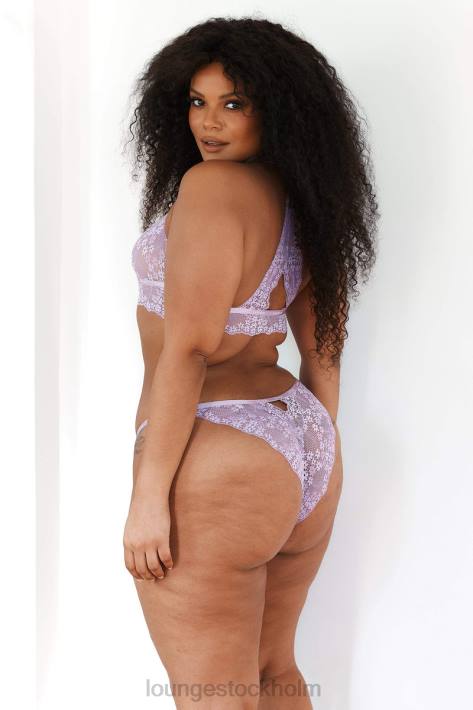 Lounge kvinnor lila underkläder FP6J207 spets triangel BH & stringtrosa/kalsonger set