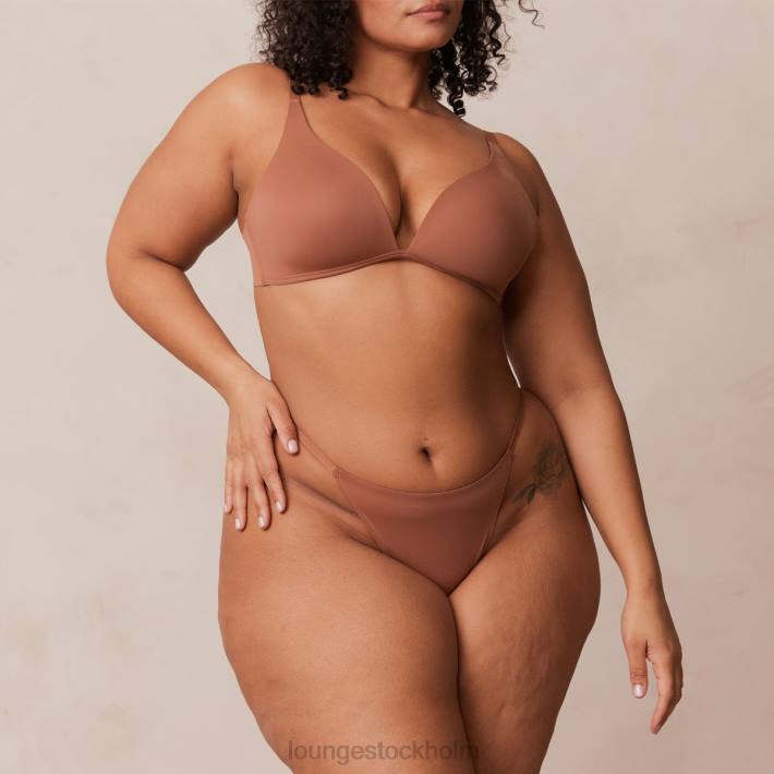 Lounge kvinnor mocka underkläder FP6J230 lätt t-shirt med t-shirt utan tråd och stringtrosa/kalsonger