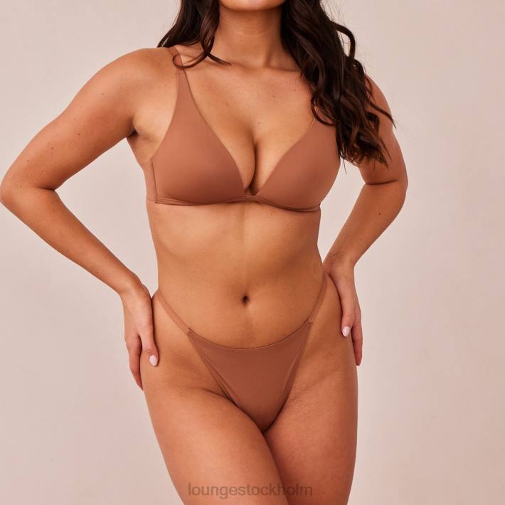 Lounge kvinnor mocka underkläder FP6J230 lätt t-shirt med t-shirt utan tråd och stringtrosa/kalsonger