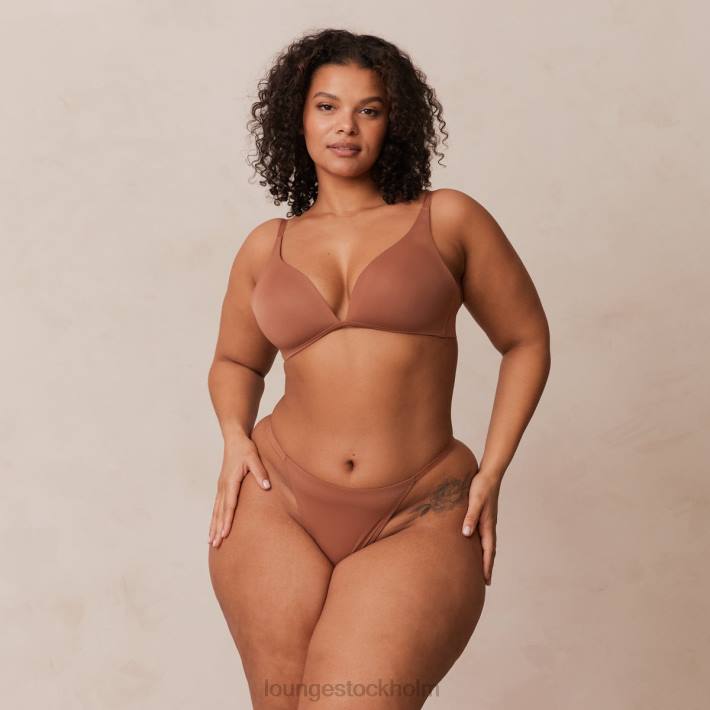 Lounge kvinnor mocka underkläder FP6J230 lätt t-shirt med t-shirt utan tråd och stringtrosa/kalsonger