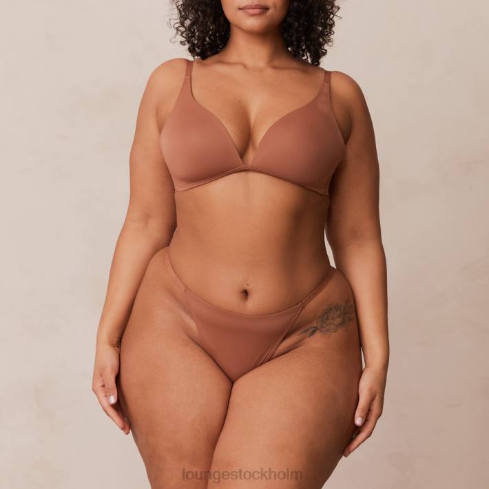 Lounge kvinnor mocka underkläder FP6J230 lätt t-shirt med t-shirt utan tråd och stringtrosa/kalsonger