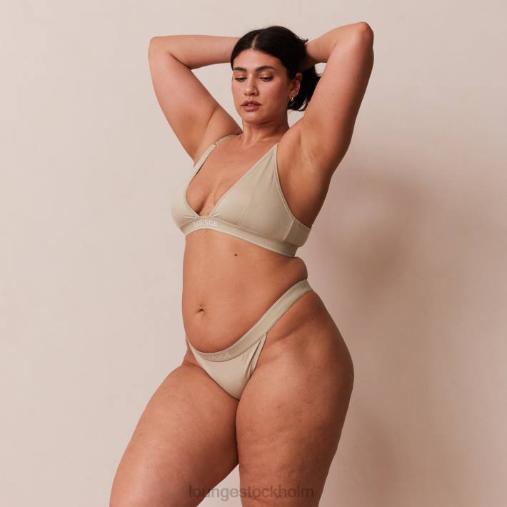 Lounge kvinnor oliv underkläder FP6J218 bambu minimal triangel bh & stringtrosa/trosa set