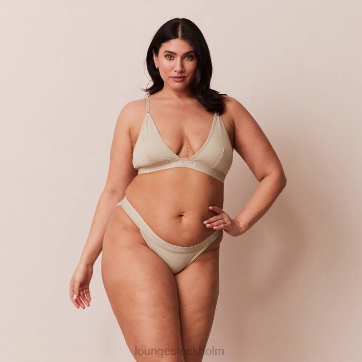 Lounge kvinnor oliv underkläder FP6J218 bambu minimal triangel bh & stringtrosa/trosa set